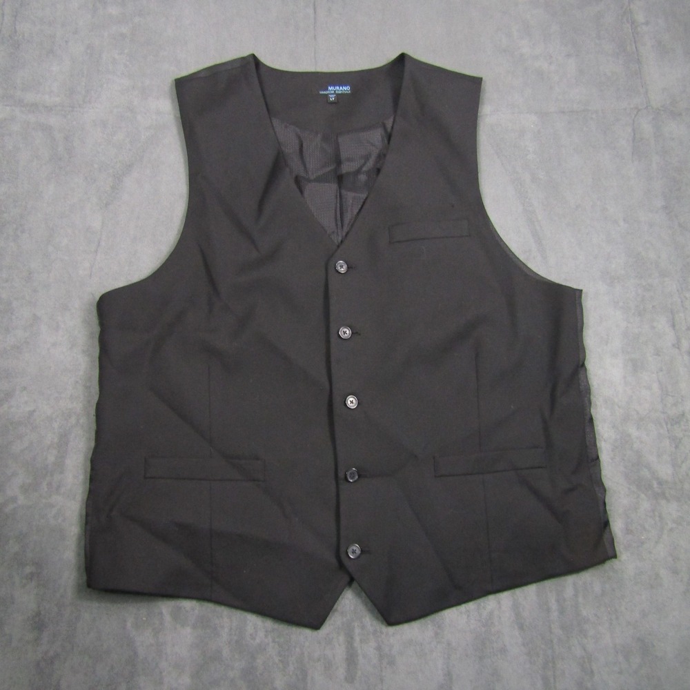 Murano Wardrobe Essentials Vest Mens LT Black Button Front Dress Waistcoat